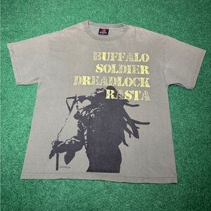 Vintage Bob Marley Buffalo Solider Dreadlock Rasta Y2K Zion Large T Shirt